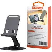 Xssive Verstelbare Telefoonhouder Bureau Standaard - Universele Smartphone & Tablet Houder - Opvouwbaar Aluminium - Zwart