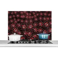 KitchenYeah Spatscherm keuken 100x65 cm - Kookplaat achterwand Luipaard - Design - Rood - Muurbeschermer - Spatwand fornuis - Hoogwaardig aluminium