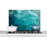 KitchenYeah Spatscherm keuken 80x55 cm - Kookplaat achterwand Zee - Water - Turquoise - Muurbeschermer - Spatwand fornuis - Hoogwaardig aluminium