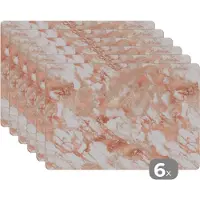 KitchenYeah Placemats - Rose goud - Luxe - Marmer - Wit - Placemat - Onderlegger - 45x30 cm - 6 stuks