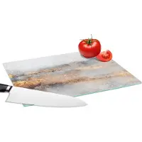 KitchenYeah Glazen Snijplank - 28x20 - Mist - Goud - Abstract - Snijplanken Glas