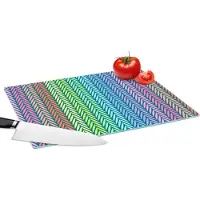 KitchenYeah Glazen Snijplank - 39x28 - Regenboog - Patroon - Pastel - Snijplanken Glas