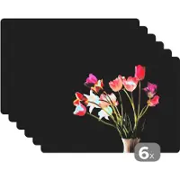 KitchenYeah Placemat - Placemats kunststof - Tulpen - Stilleven - Bloemen - 45x30 cm - 6 stuks - Hittebestendig - Anti-Slip - Onderlegger - Afneembaar
