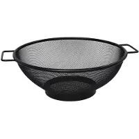 Gerimport Keuken vergiet met handvaten - zwart - metaal - 31 cm - afgiet zeef