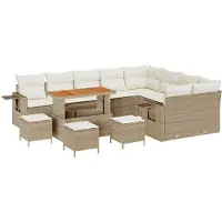 vidaXL Tuinbank Set 13 st 12-Aantal zitplaatsen Beige en Crème
