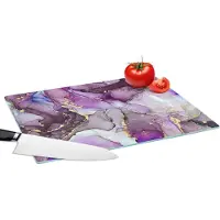 KitchenYeah Glazen Snijplank - 39x28 - Marmer - Roze - Paars - Gold - Snijplanken Glas