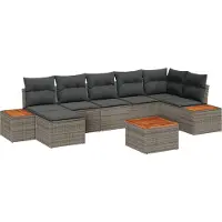 vidaXL Tuinbank Set 8 st 7-Aantal zitplaatsen Grijs Polyrattan