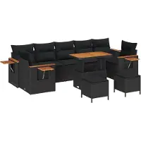 vidaXL Tuinbank Set 13 st 9-Aantal zitplaatsen Zwart poly rattan
