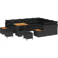 vidaXL Tuinbank Set 12 st 11-Aantal zitplaatsen Zwart Poly rattan