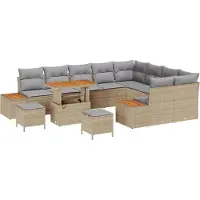 vidaXL Tuinbank Set 12 st 11-Aantal zitplaatsen Beige Poly rattan