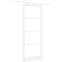 vidaXL Schuifdeur ORKDAL Wit 93 x 232 cm Massief grenenhout en glas