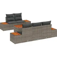 vidaXL Tuinbank Set 6 st Grijs Poly rattan