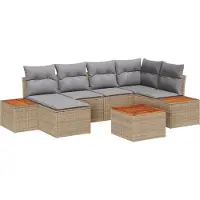 vidaXL Tuinbank Set 7 st 6-Aantal zitplaatsen Beige en Lichtgrijs