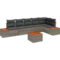 vidaXL Tuinbank Set 6 st 6-Aantal zitplaatsen Grijs Polyrattan