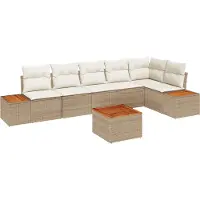 vidaXL Tuinset met 6 zitplaatsen, beige en crème, van polyrotan