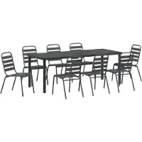 vidaXL Tuin Eettafel Set 9 st Antraciet Gepoedercoat staal