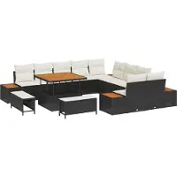 vidaXL Tuinbank Set 13 st 12-Aantal zitplaatsen Zwart Poly rattan