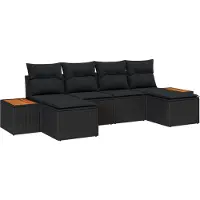 vidaXL Tuinbank Set 6 st Zwart Poly Riet