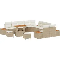 vidaXL Tuinbank Set 13 st 12-Aantal zitplaatsen Beige Poly rattan