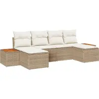 vidaXL Tuinbank Set 6 st Beige en Crème Poly Riet
