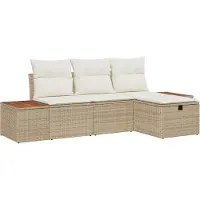 vidaXL Tuinbank Set 4 st Beige poly rattan