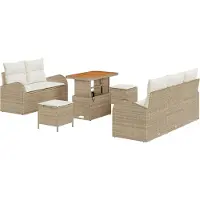 vidaXL Tuinbank Set 8 st 7-Aantal zitplaatsen Beige en Crème