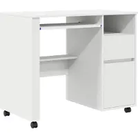vidaXL Bureau met Wielen Wit Bewerkt hout 91 x 50 x 77 cm