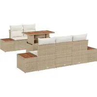 vidaXL Tuinbank Set 6 st Beige Poly rattan