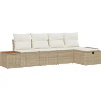 vidaXL Tuinset met 6 zitplaatsen, beige, van polyrotan