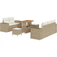vidaXL Tuinset met 8 zitplaatsen, beige en crème, van polyrotan