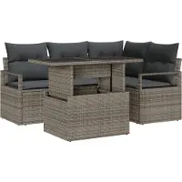 vidaXL Tuinbank Set 5 st Grijs Poly rattan