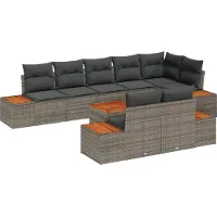 vidaXL Tuinbank Set 8 st 8-Aantal zitplaatsen Grijs Polyrattan