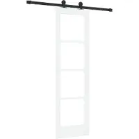 vidaXL Schuifdeur ORKDAL Wit 61 x 198,5 cm Massief grenenhout en glas