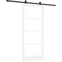 vidaXL Schuifdeur ORKDAL Wit 93 x 211 cm Massief grenenhout en glas