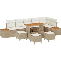 vidaXL Tuinbank Set 10 st 9-Aantal zitplaatsen Beige Poly rattan