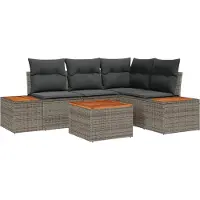 vidaXL Tuinset met 4 zitplaatsen, grijs, van polyrotan