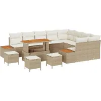 vidaXL Tuinbank Set 13 st 12-Aantal zitplaatsen Beige Poly rattan