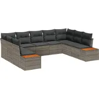 vidaXL Tuinbank Set 5 st 9-Aantal zitplaatsen Grijs Polyrattan