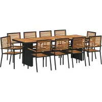 vidaXL Tuin Eettafel Set 11 st Zwart en Bruin poly rattan