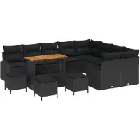 vidaXL Tuinbank Set 13 st 12-Aantal zitplaatsen Zwart