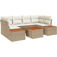 vidaXL Tuinbank Set 7 st Beige Poly rattan