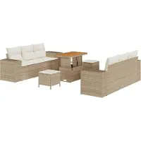 vidaXL Tuinbank Set Beige en Crème Poly Riet