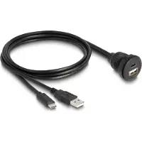 DeLOCK USB 2.0 Cable USB Type-A male and USB Type-C male to USB Type-A female and USB Type-C female for built-in 1 m black