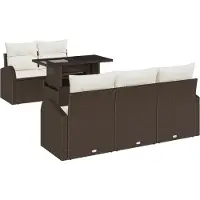 vidaXL Tuinbank Set 6 st Bruin [Synthetisch]: Poly Riet