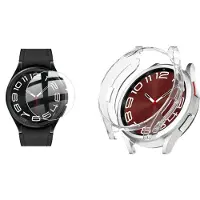 Strap-it TPU Case (Transparant) + Screenprotector - Geschikt voor Samsung Galaxy Watch 6 Classic 43mm - Beschermende Hoes - Schermbeschermer - Duurzame Bescherming & Schokbestendigheid - Bundel