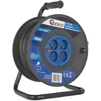 GEKO Elektrische kabelhaspel - 40m - 4 stopcontacten - 1.5mm2 - zwart