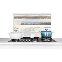 KitchenYeah - Spatscherm keuken - Muurbeschermer - Planken - Structuur - Hout - Vintage - Keuken - Achterwand keuken 70x50 cm