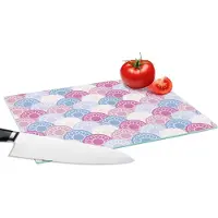 KitchenYeah Glazen Snijplank - 28x20 - Cirkel - Patroon - Roze - Snijplanken Glas