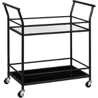 Merax Keukenwagen Met Glazen Legplanken – Serveerwagen Op Wielen – Zwart Met Metaal En Gehard Glas – 75x40x80 cm – Beistellwagen Voor Keuken En Eetkamer