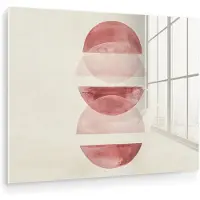 MuchoWow Glasschilderij 160x120 cm - Schilderij acrylglas - Minimalistisch - Cirkels - Roze - Foto op glas - Muurdecoratie woonkamer - Wanddecoratie slaapkamer - Schilderijen